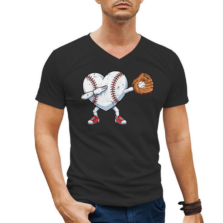 Valentines Day Baseball Ball Heart Dab Boys Kids Men Men's V-Neck T-Shirt