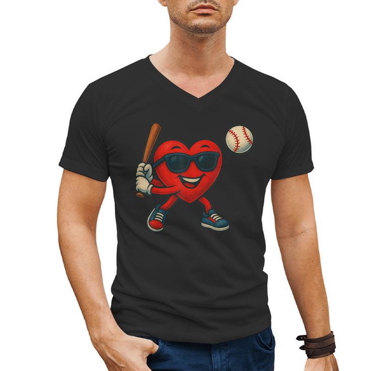 Valentines Day Baseball Red Heart Love Boys Kids Tee Men's V-Neck T-Shirt