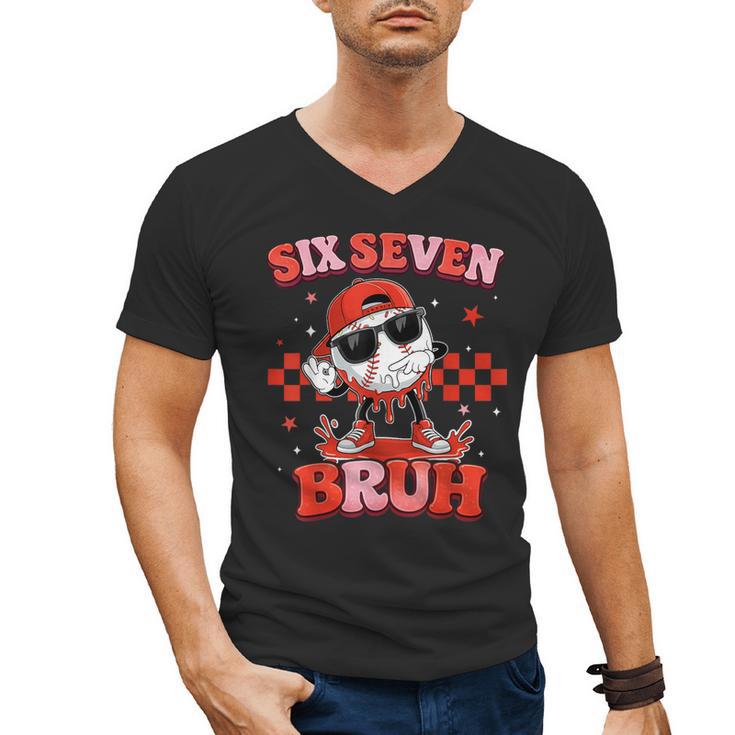 Valentines Day Baseball Six Seven 67 Meme Heart Baseball Dab Men's V-Neck T-Shirt