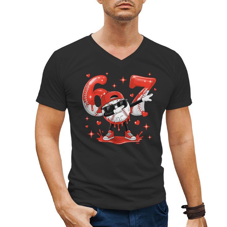 Valentines Day Six Seven Baseball 6 7 Meme Dab Heart Boys Men's V-Neck T-Shirt