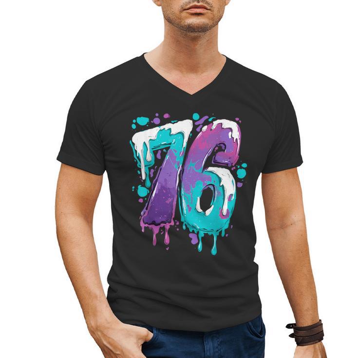 Vintage Baseball 76 Number Men's V-Neck T-Shirt