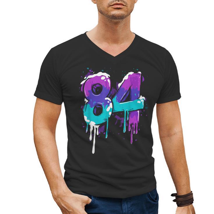 Vintage Baseball 84 Number Men's V-Neck T-Shirt