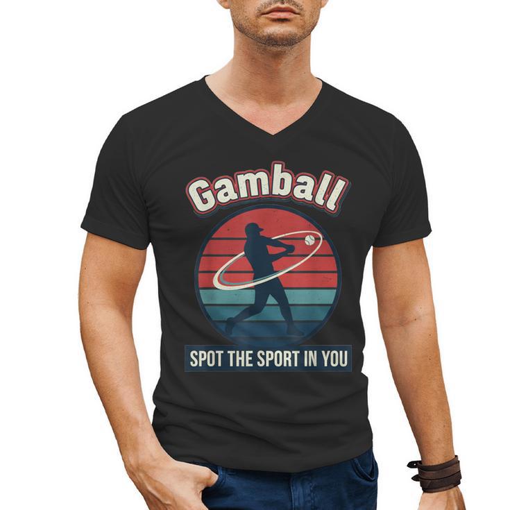 Vintage Baseball Batter Retro Sports Circle Graphic Men's V-Neck T-Shirt