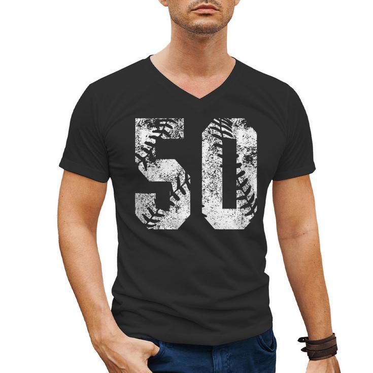 Vintage Baseball Number 50 Jersey Player Uniform Men's V-Neck T-Shirt