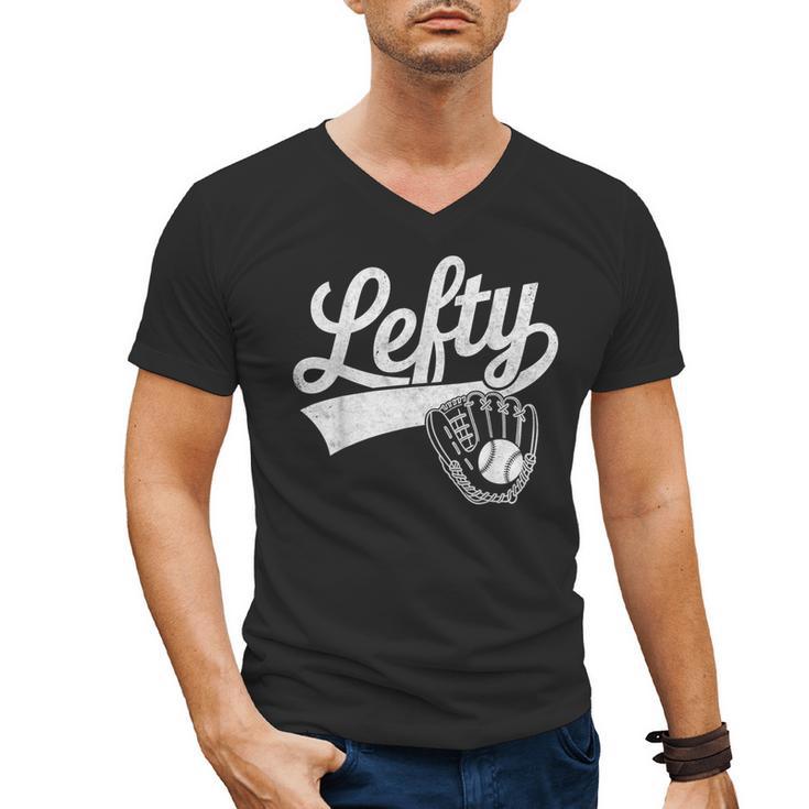 Vintage Baseball Tee Lefty Left Handed Baseball Player Men's V-Neck T-Shirt
