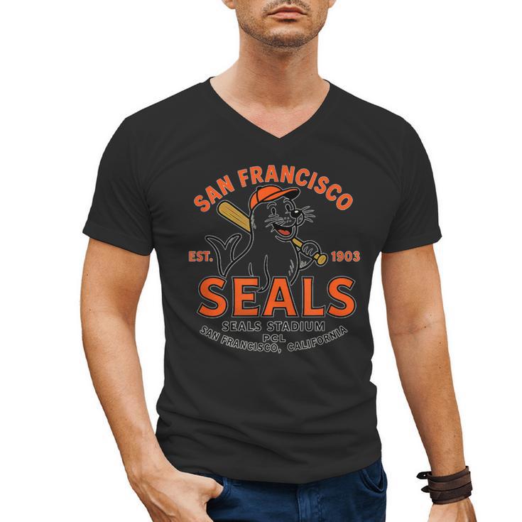 Vintage San Francisco Seals California Baseball Logo Men's V-Neck T-Shirt