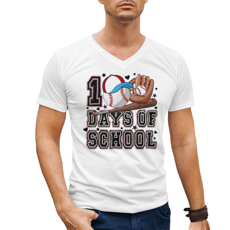 Baseball 100 Days Of School Happy 100th Day Teachers Kids Men's V-Neck T-Shirt