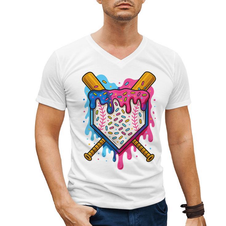 Baseball Boys Ice Cream Drip Baseball Men's V-Neck T-Shirt