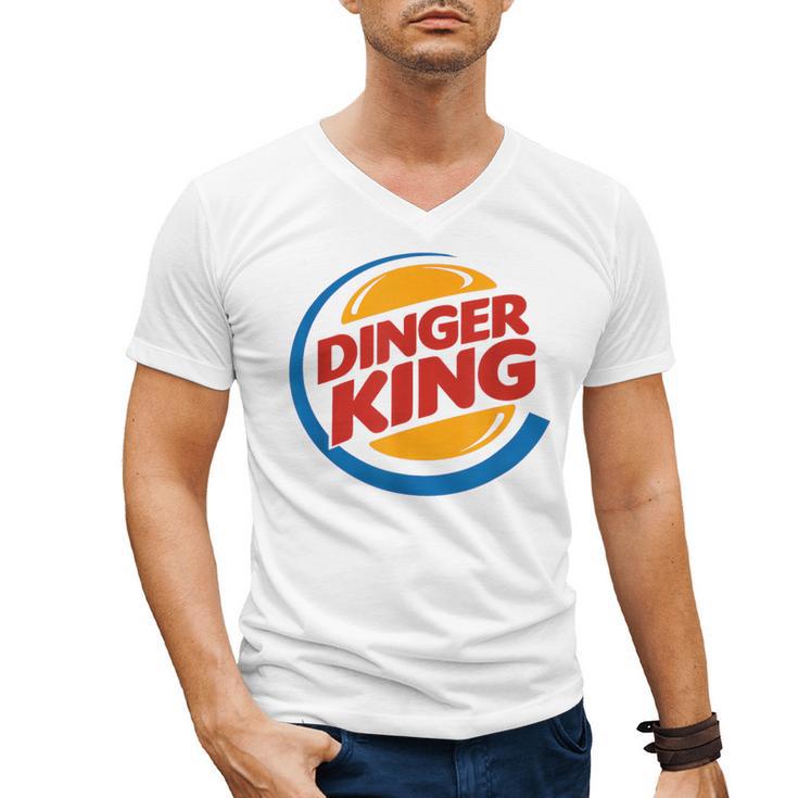 Baseball Dinger King Logo For Home Run Players And Fan Men's V-Neck T-Shirt