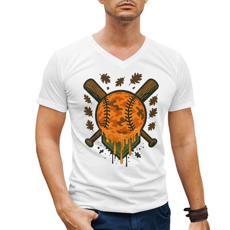 Baseball Drip Ice Cream Dripping Blaze Hunter Orange Camo Men's V-Neck T-Shirt