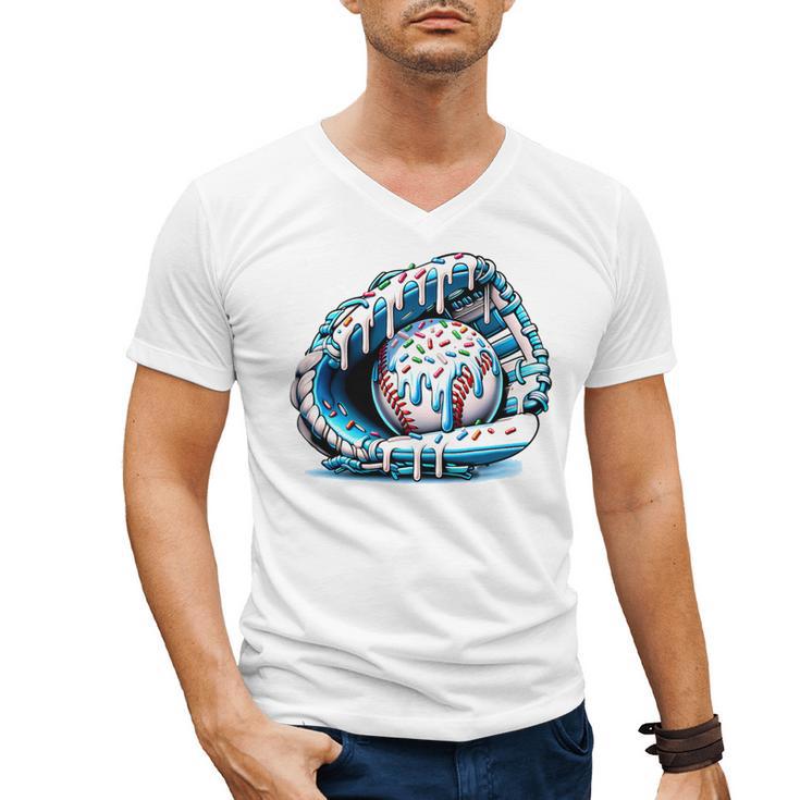 Baseball Drip Ice Cream Sprinkles Baseball Glove Premium Tri-Blend Men's V-Neck T-Shirt