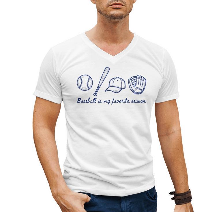 Baseball Is My Favorite Season Sports Minimalist Line Art Men's V-Neck T-Shirt