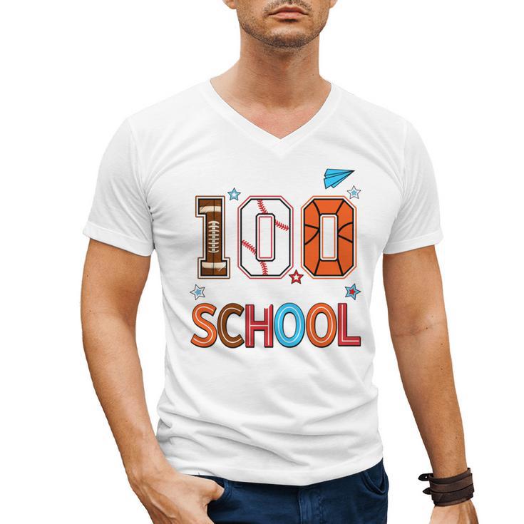 Baseball Football Basketball I Survived 100 Days Of School Men's V-Neck T-Shirt
