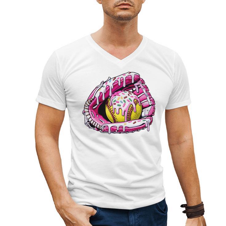 Baseball Glove Drip Shirt Ice Cream Dripping Girls Pocket Premium Men's V-Neck T-Shirt