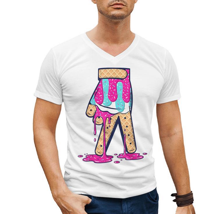Baseball Ice Cream Drip Boys Glove Sprinkles Baseball Lover Men's V-Neck T-Shirt