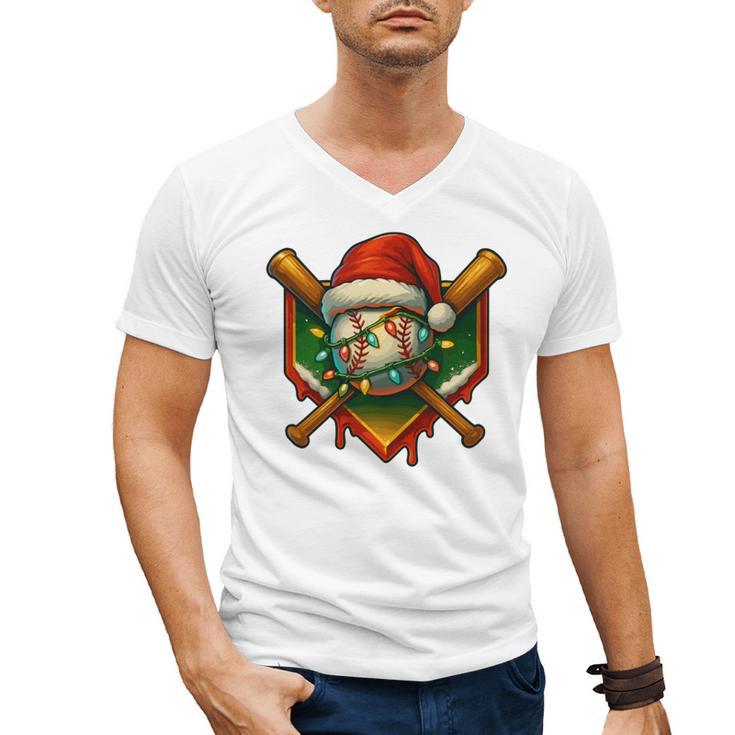 Baseball Xmas Christmas Baseball Ice Cream Drip Boys Men's V-Neck T-Shirt