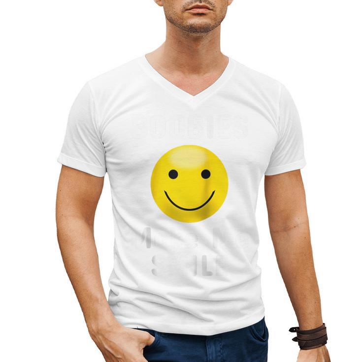 Boobies Make Me Smile Mardi Gras Raglan Baseball Tee Men's V-Neck T-Shirt