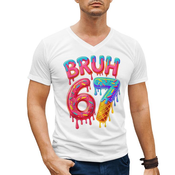 Bruh 67 Baseball Drip Number 67 Player 67th Birthday Men's V-Neck T-Shirt