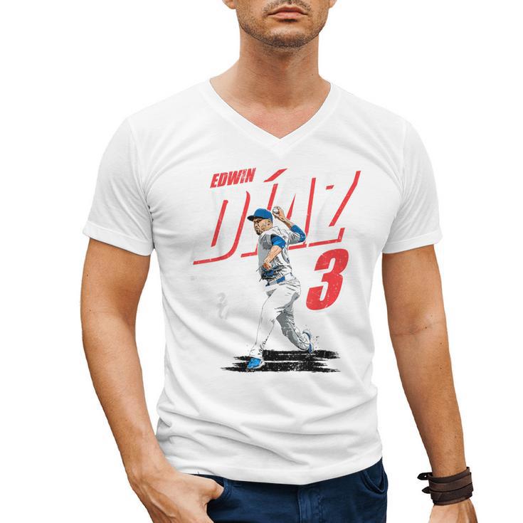 Edwin Diaz Los Angeles D Baseball Players MLBEDD204M Men's V-Neck T-Shirt