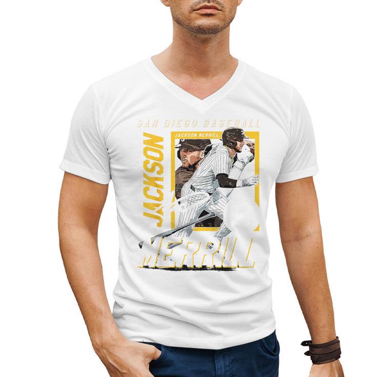 Jackson Merrill San Diego MLB Baseball Player MLBJME203M Men's V-Neck T-Shirt