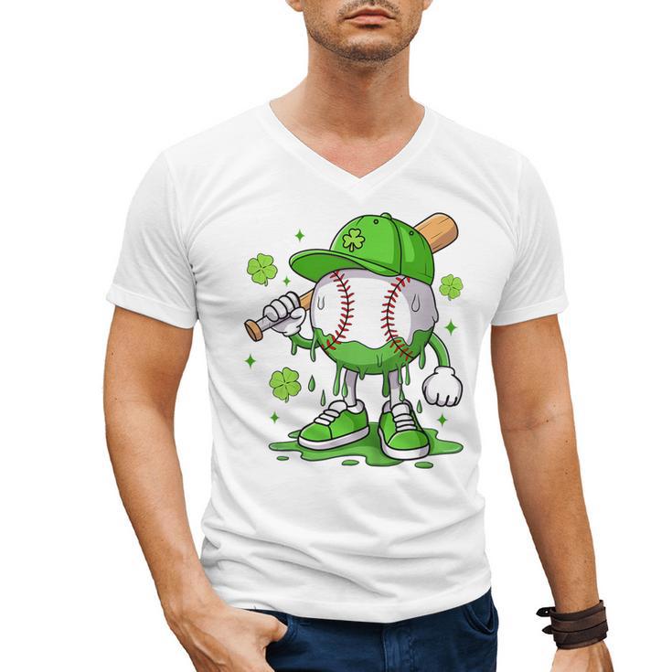 Kids Boys Happy St Patricks Day Kids Baseball Ice Cream Drip Men's V-Neck T-Shirt