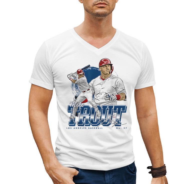 Mike Trout Los Angeles A MLB Baseball Players MLBMTR302N Men's V-Neck T-Shirt