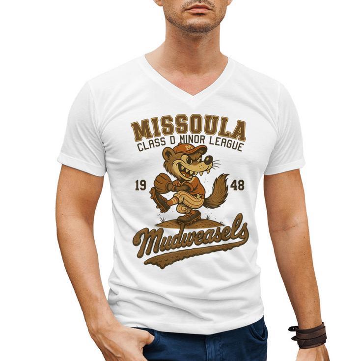 Missoula Mudweasels Retro Minor League Baseball Men's V-Neck T-Shirt