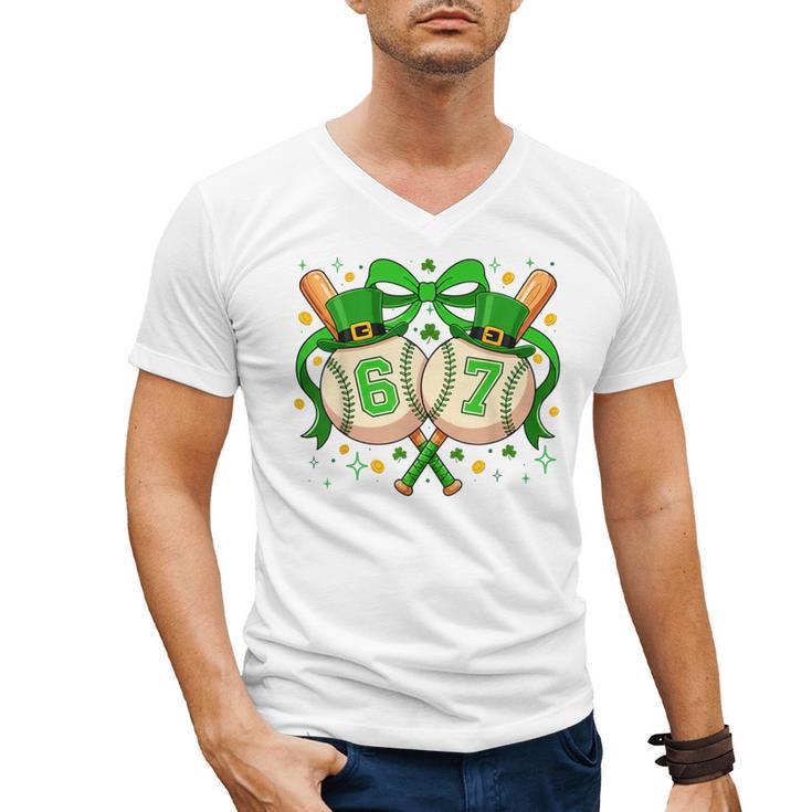 Six Seven 67 Meme Baseball Coquette Bow St Patrick's Day Men's V-Neck T-Shirt