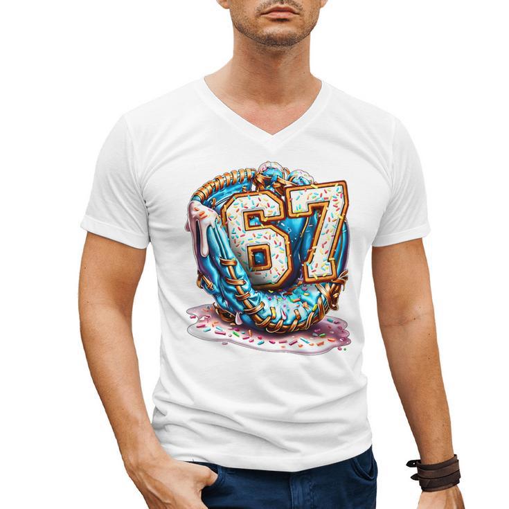Six Seven Baseball Lifestyle 67 Meme Gen Alpha Slang Premium Tri-Blend Men's V-Neck T-Shirt