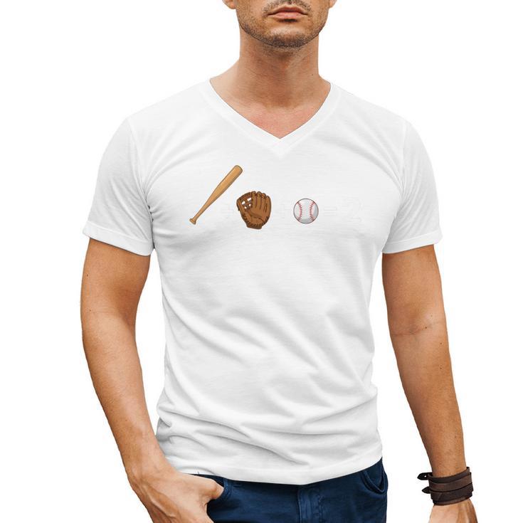 Sports Math Equation Baseball Bat Ball Glove Graphic Teacher Men's V-Neck T-Shirt