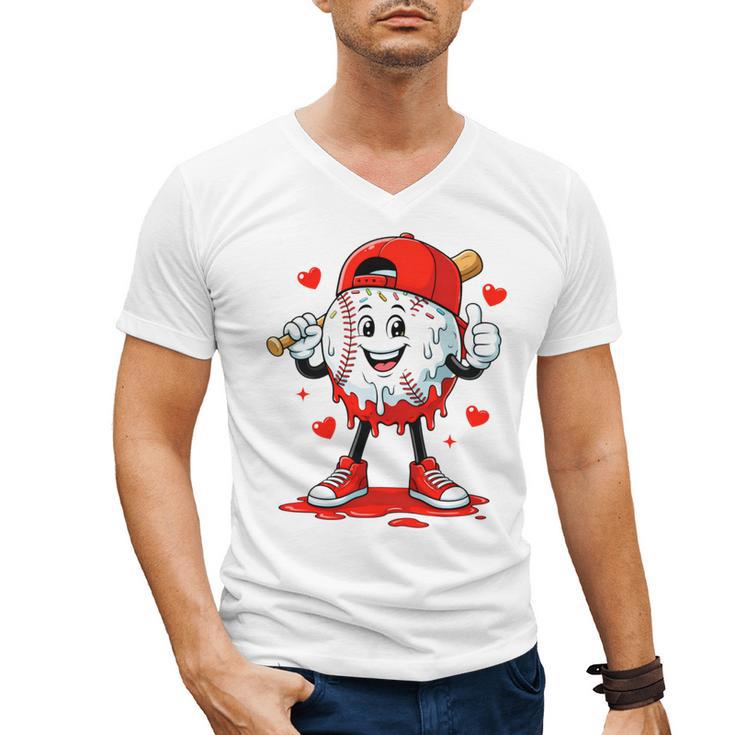 Valentine Baseball Heart Sports Men Boys Kid Men's V-Neck T-Shirt