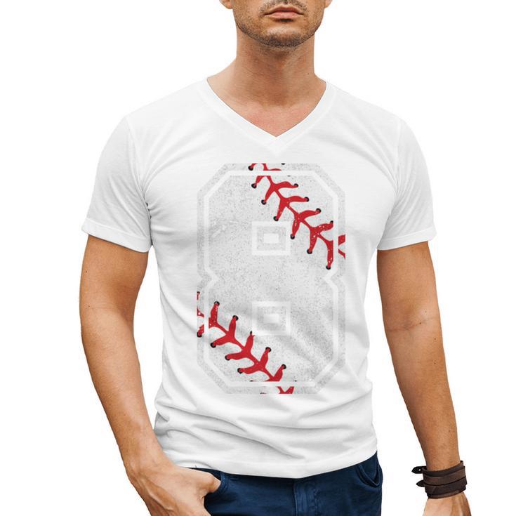 Vintage Baseball 8 Jersey Number 8 Men's V-Neck T-Shirt