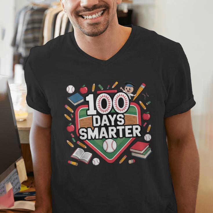 100 Day Baseball School Sports Kids Men's V-Neck T-Shirt