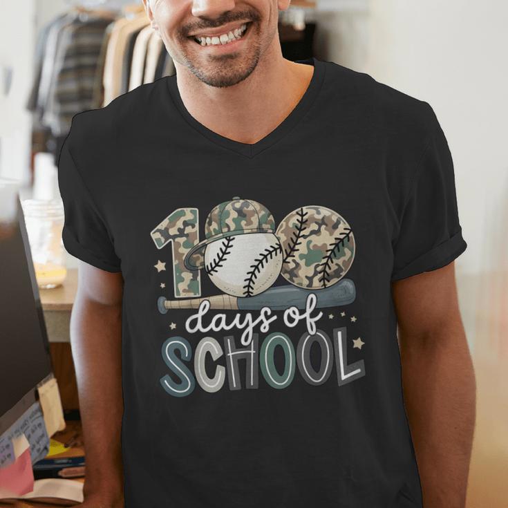 100 Days Of School Baseball Camo Camo Cap Boy School Men's V-Neck T-Shirt 100 Days Of School Baseball Camo Camo Cap Boy School Men's V-Neck T-Shirt