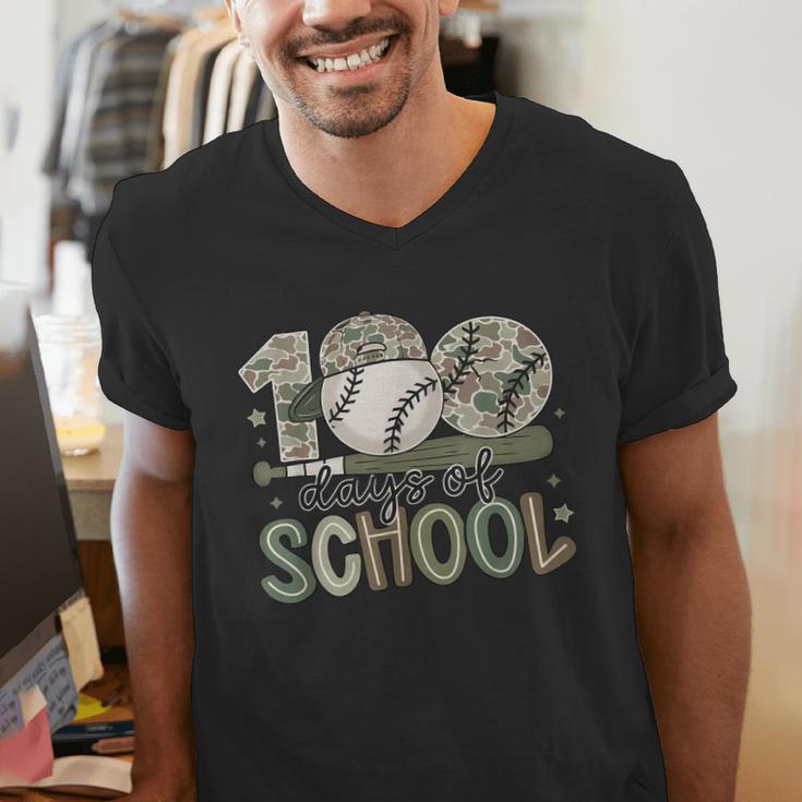100 Days Of School Baseball Camo Celebration Men's V-Neck T-Shirt 100 Days Of School Baseball Camo Celebration Men's V-Neck T-Shirt