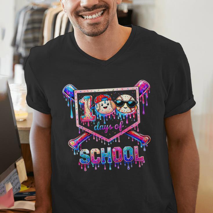 100 Days Of School Baseball Drip Boys For Men Kids Men's V-Neck T-Shirt 100 Days Of School Baseball Drip Boys For Men Kids Men's V-Neck T-Shirt