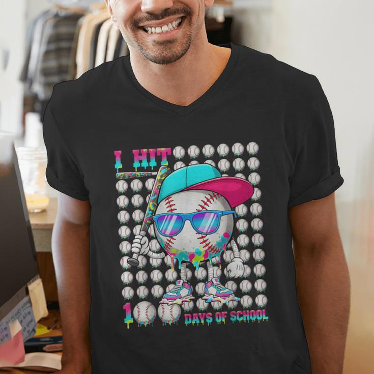 100 Days Of School Baseball Drip Ice Cream Boys Kids Men's V-Neck T-Shirt 100 Days Of School Baseball Drip Ice Cream Boys Kids Men's V-Neck T-Shirt