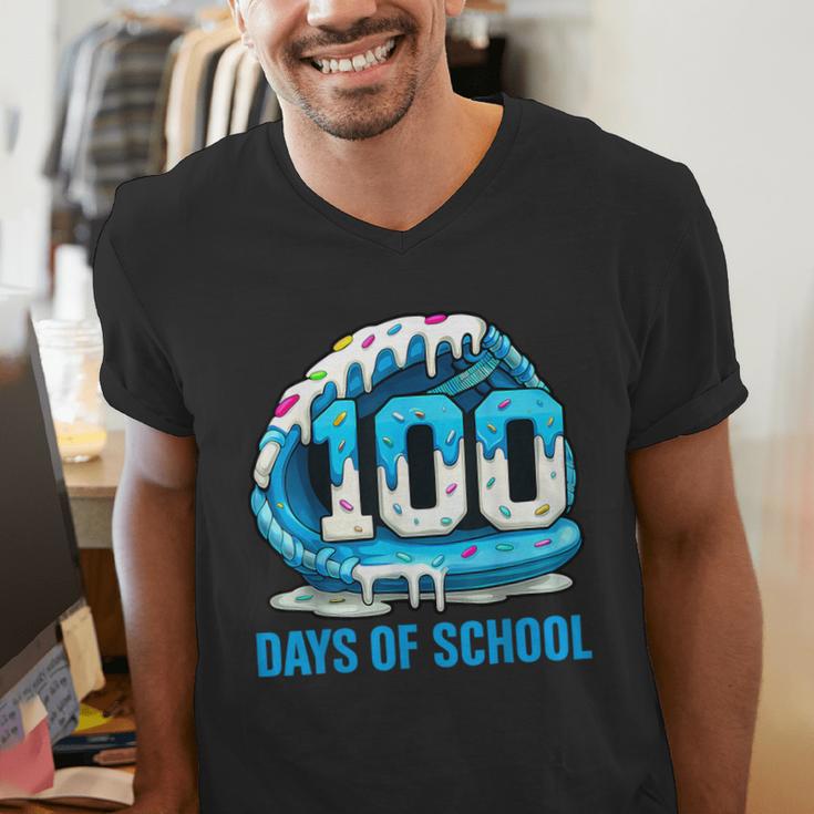 100 Days Of School Baseball Drip Ice Cream Kid Boy 100th Day Men's V-Neck T-Shirt 100 Days Of School Baseball Drip Ice Cream Kid Boy 100th Day Men's V-Neck T-Shirt