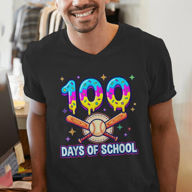 100 Days Of School Baseball Ice Cream Drip Kids Boys Teacher Men's V-Neck T-Shirt 100 Days Of School Baseball Ice Cream Drip Kids Boys Teacher Men's V-Neck T-Shirt