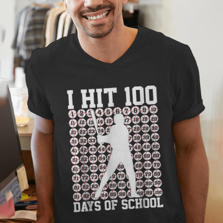 100 Days Of School Boys Kids 100th Day Balls For Baseball Men's V-Neck T-Shirt