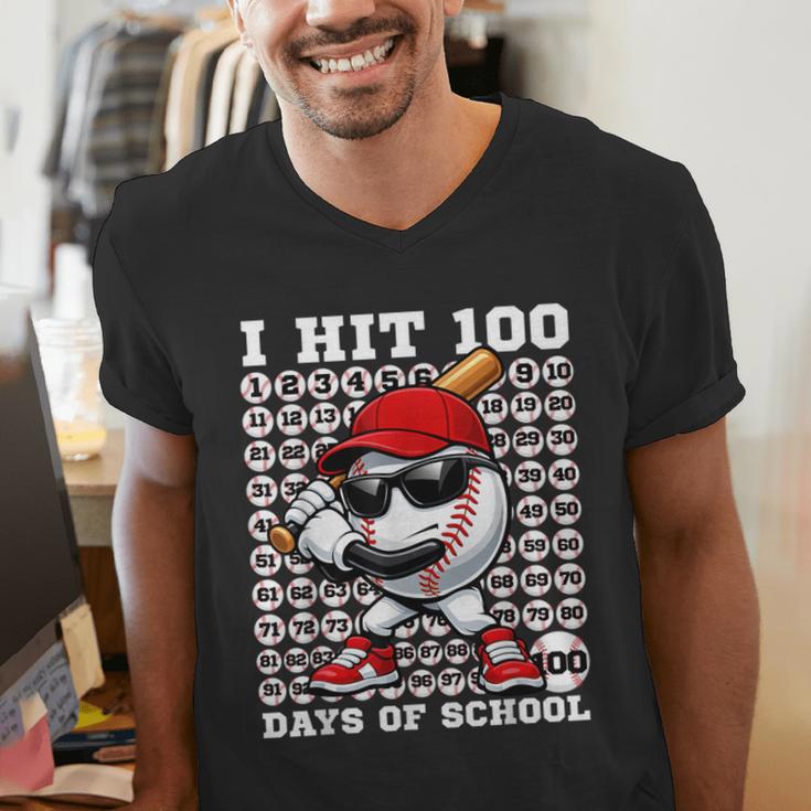 100 Days Of School Retro Baseball Sport For Boys Teachers Men's V-Neck T-Shirt 100 Days Of School Retro Baseball Sport For Boys Teachers Men's V-Neck T-Shirt