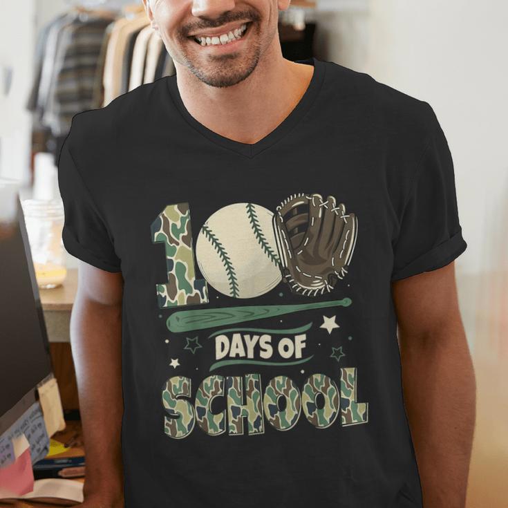 100 Days Of School Teacher Camo Baseball Boys Toddler Kids Men's V-Neck T-Shirt 100 Days Of School Teacher Camo Baseball Boys Toddler Kids Men's V-Neck T-Shirt