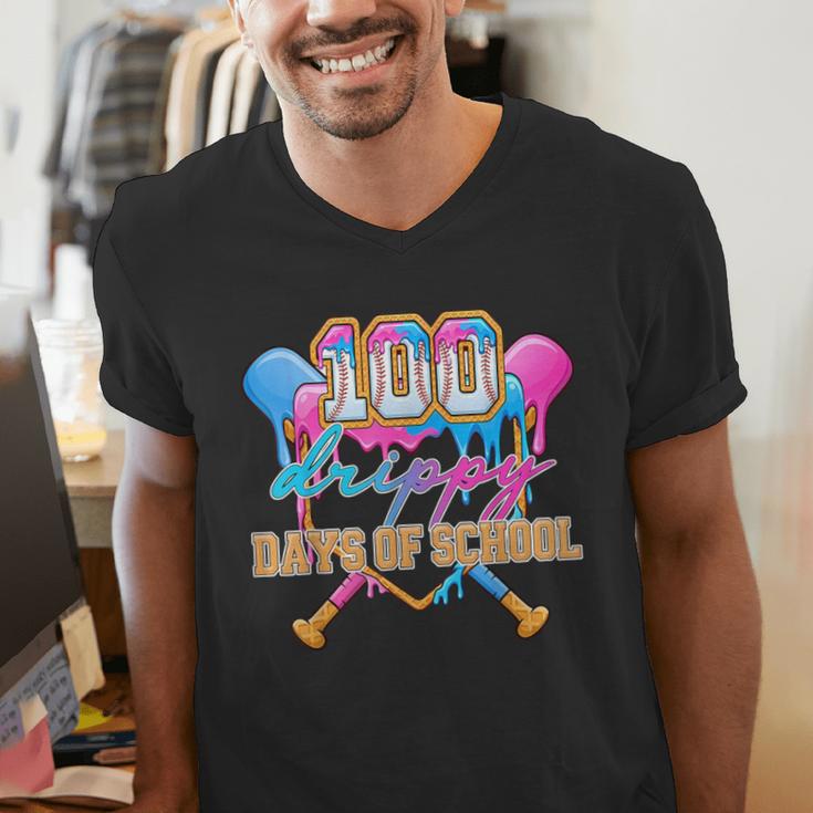 100 Drippy Days Of School Baseball Ice Cream Drip Boys Kids Men's V-Neck T-Shirt 100 Drippy Days Of School Baseball Ice Cream Drip Boys Kids Men's V-Neck T-Shirt
