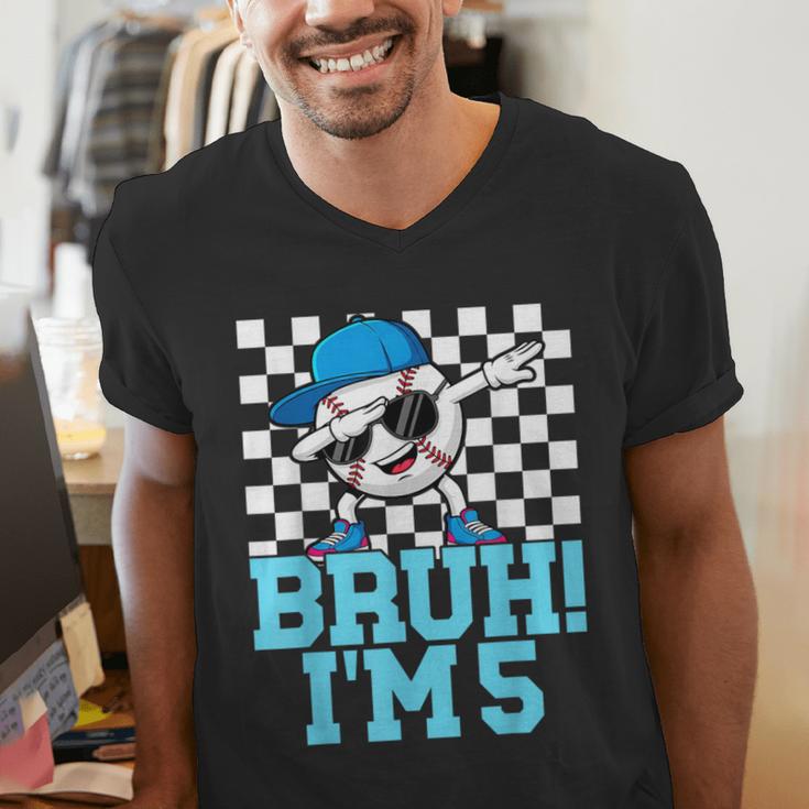 5th Birthday Dabbing Baseball Boys Bruh I'm 5 Year Old Men's V-Neck T-Shirt 5th Birthday Dabbing Baseball Boys Bruh I'm 5 Year Old Men's V-Neck T-Shirt