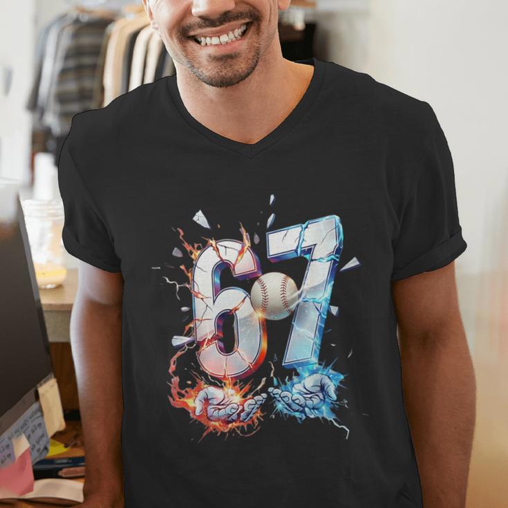 6 7 Baseball Six Seven Meme 67 Hands Kids Men Women Men's V-Neck T-Shirt