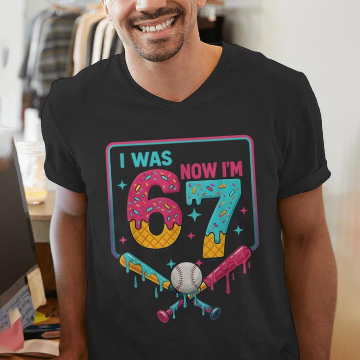 I Was 6 Now Im 7 Ice Cream Drip Baseball For Men Women Kids Men's V-Neck T-Shirt