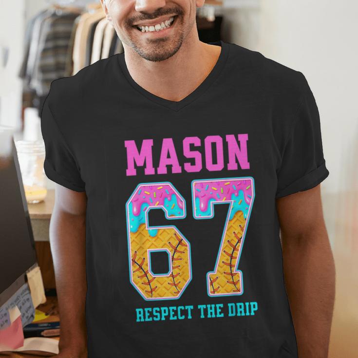 6 7 Mason Baseball Drip Men's V-Neck T-Shirt