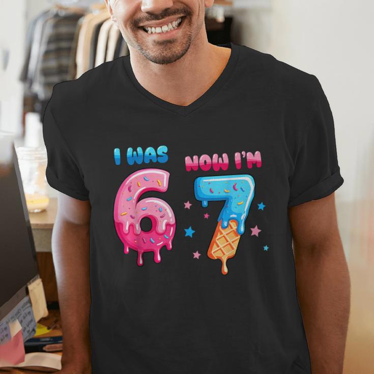 I Was 6 Now I'm 7 Birthday Baseball Drip For Boys Kid Men's V-Neck T-Shirt I Was 6 Now I'm 7 Birthday Baseball Drip For Boys Kid Men's V-Neck T-Shirt