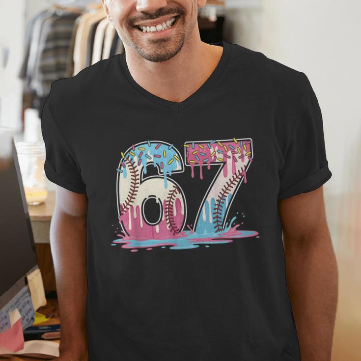 67 Baseball Ice Cream Drip Meme Six Seven Gen Alpha Men's V-Neck T-Shirt 67 Baseball Ice Cream Drip Meme Six Seven Gen Alpha Men's V-Neck T-Shirt