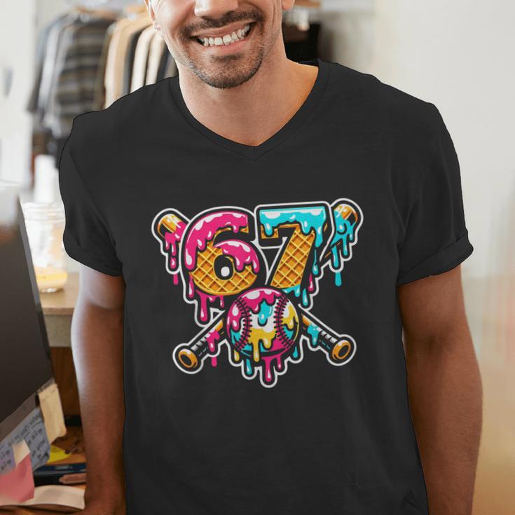 67 Baseball Ice Cream Drip Number Men's V-Neck T-Shirt 67 Baseball Ice Cream Drip Number Men's V-Neck T-Shirt